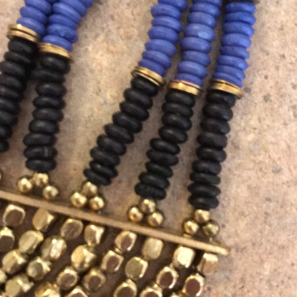 Necklace gold blue turquoise and black - Picture 2 of 4